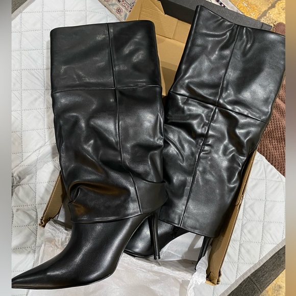 Justfab Shoe Dazzle black stiletto boots new with box - Picture 3 of 6